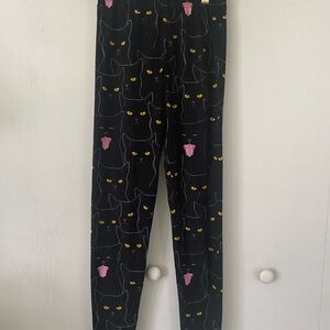 Black Cat Print Leggings